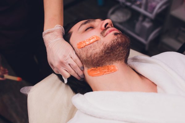 Hair,Removal.,Man's,Face,Sugaring,Epilations,Beard,Trimming,,Yellow,Color,
